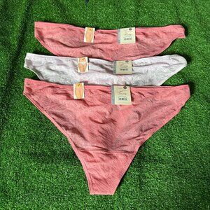 Secret Treasures 3 Pack All Over Leaf Laces Thong Pink Panties Plus Size XXL NEW
